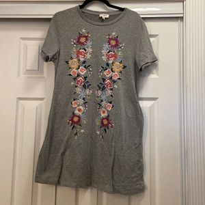 Embroidered t shirt dress. Size medium